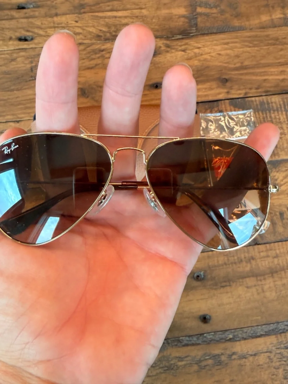 Ray-Ban RB3025 Aviator Large Metal Gold Brown Sunglasses 58mm